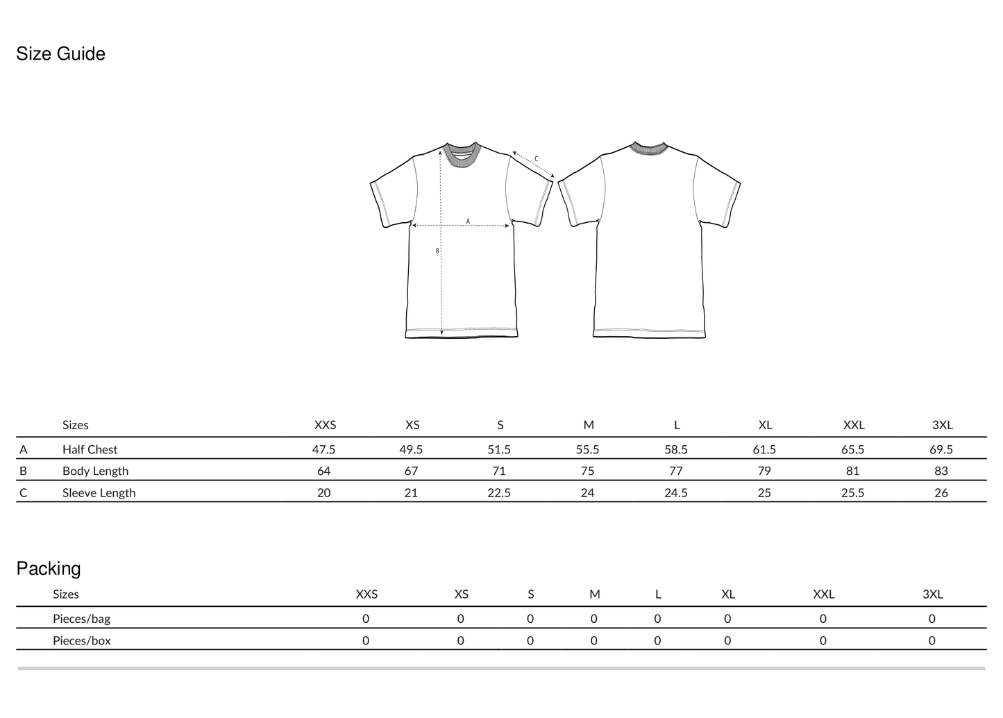 Measurements for monkey mind tee