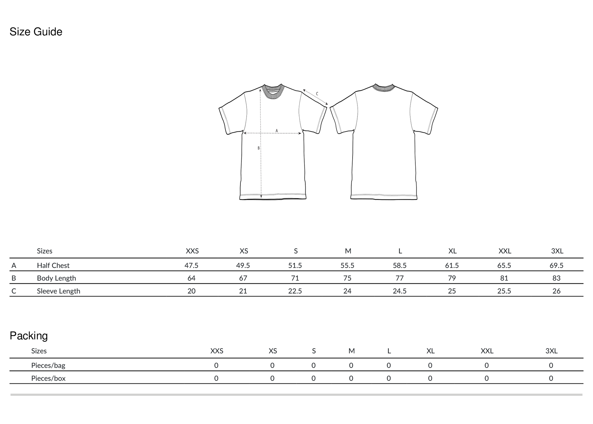 Measurements for monkey mind tee